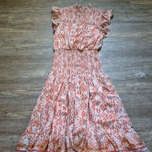 Aqua NORDSTROM Pink and White Ruffled Tiered Sundress